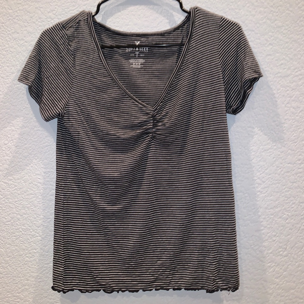 cinch front striped top